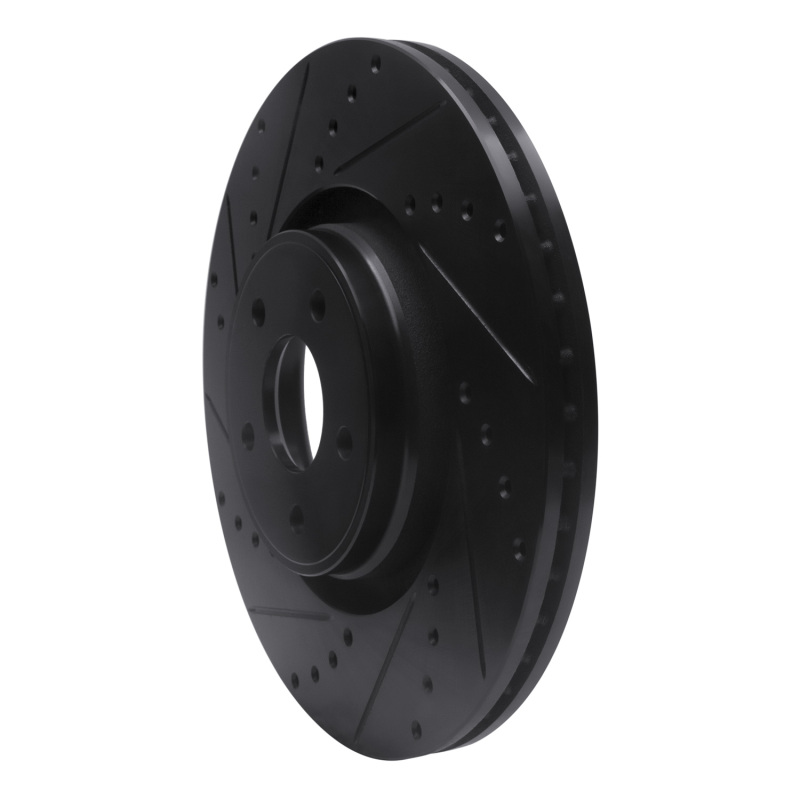 Ford Focus Brake Rotor (1) - Front Left - R1 Concepts - Drilled & Slotted - Black - `14-`19